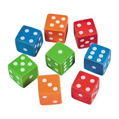 Mini Dice Erasers 1" 12/pk