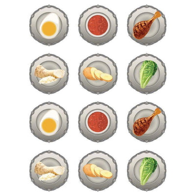 Seder Plate Symbols Stickers Round 32mm Color Print 10/pk