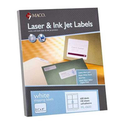 White Laser Labels 100/pk (6/pg)