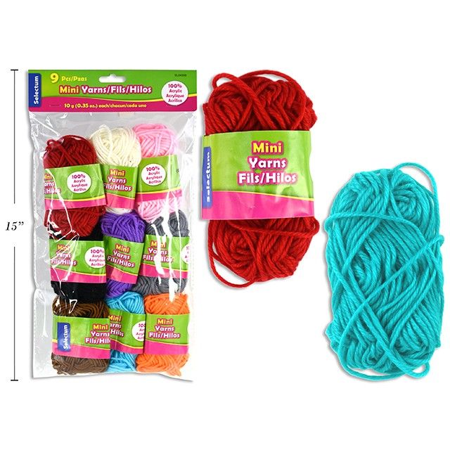 Mini Yarn 9/pk Assorted Colors