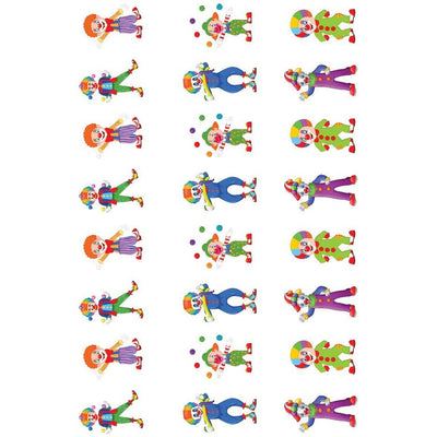 Full Clown Stickers Oval 35mm x 18mm Color print 10/pk