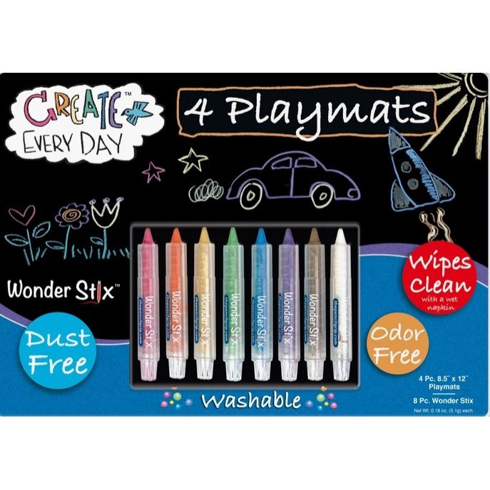 8.5" x 12" Blackboard Playmats includes 8 wonder stix (4 set)