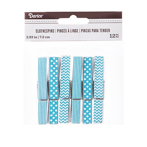 Decorative Turq. Pr. Clothespins: 2.75", 12 pcs.