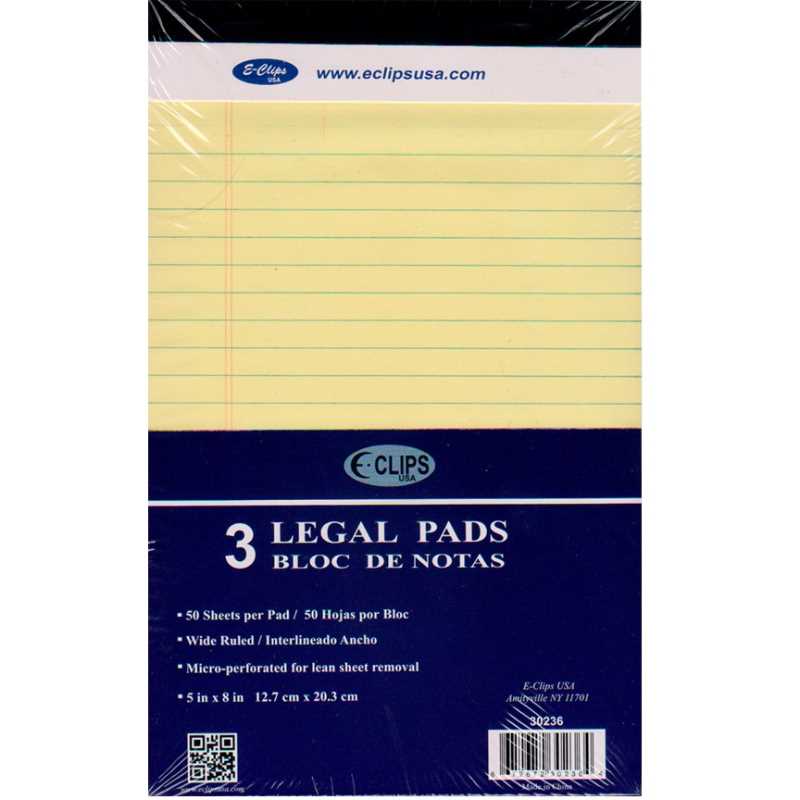 5" × 8" Legal Pads 50 sheets 1/pk Canary