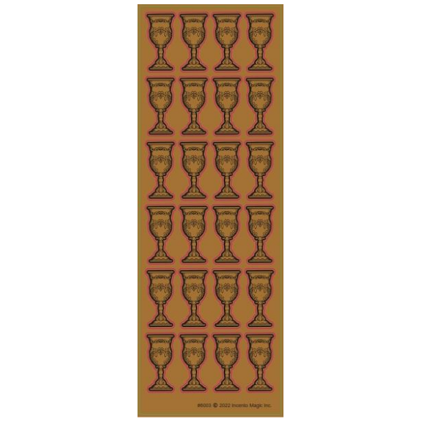 Gold Becher Kiddush Cup Foil 1"x0.5" Die-cut Stickers 6/pk