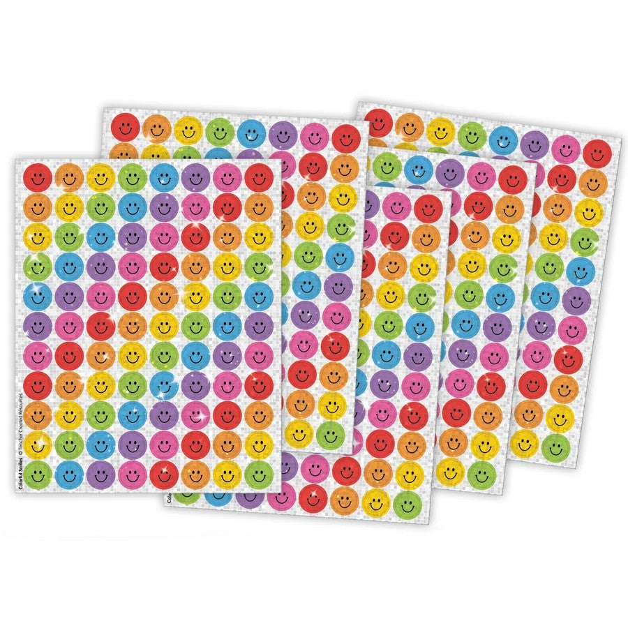 Colorful Sparkle Smiles Stickers Value Pack 7/16" 1232/pk