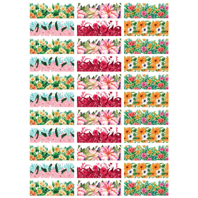 Flower Rectangle Stickers 35mm x 12mm Color Print 10/pk