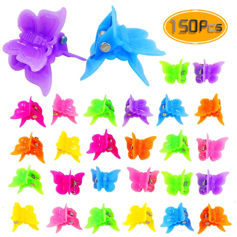 Mini Butterfly Hair Clips, Assorted Color 150/PK