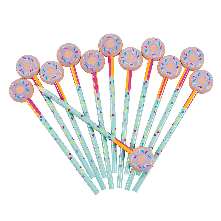 Donut Party Pencils with Eraser Topper 12/pk