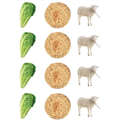 Pesach, Matzah & Maror Stickers Round 32mm Color Print 10/pk