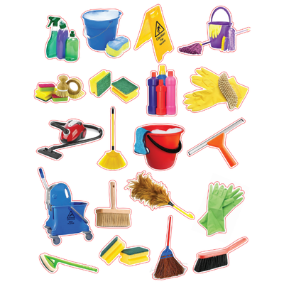 Cleaning Die Cut Sticker Color Print 10/pk