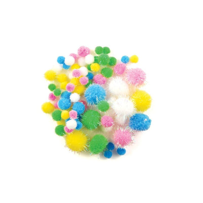 Glitter Pom poms (pastel) Assorted 75/pk