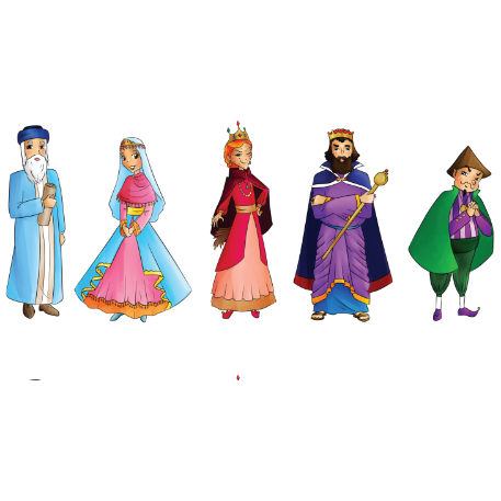 Purim characters Cutout 3" 4 Sets
