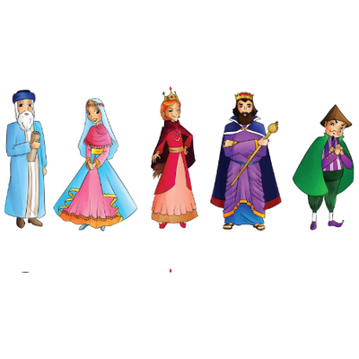Purim characters Cutout 3" 4 Sets