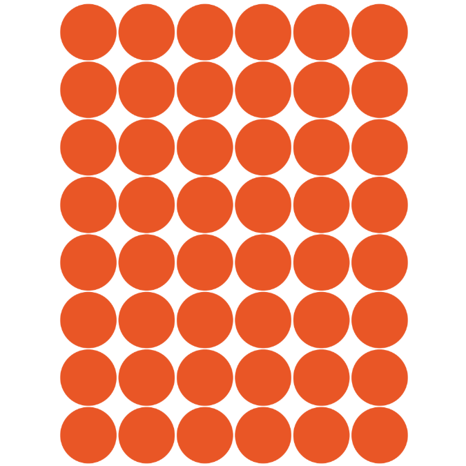 Color Coding Dot Sticker Orange 3/4" 19mm Color Print 32/pk