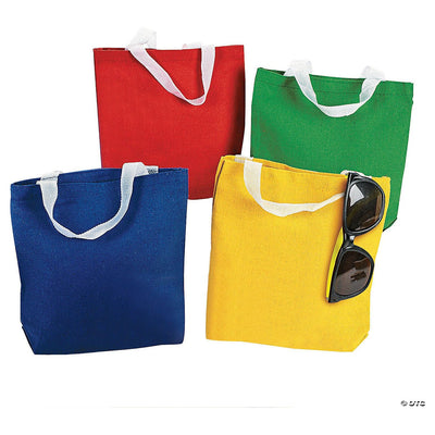 7 1/4" x 7 1/2" Mini Primary Color Canvas Tote Bags - 12 Pc.
