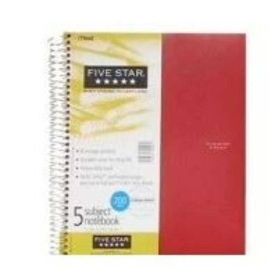 Five star 5 subject notebook college ruled