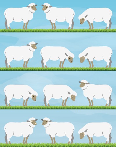 Sheep Die Cut 1 1/2" X 1" Stickers 6 sheets (Close out)