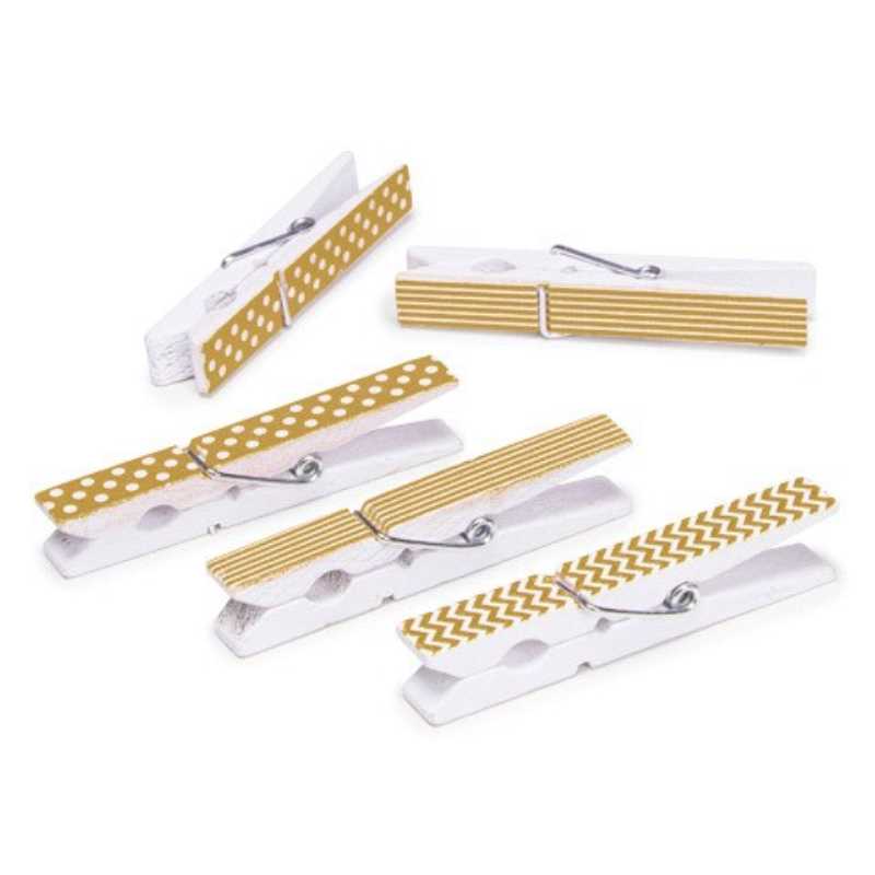 Decorative Gold Printed Clothespins:2.75", 12 pcs.