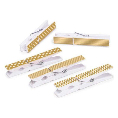 Decorative Gold Printed Clothespins:2.75", 12 pcs.