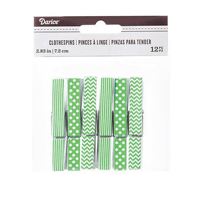Decorative Gr. Printed Clothespins:2.75", 12 pcs.