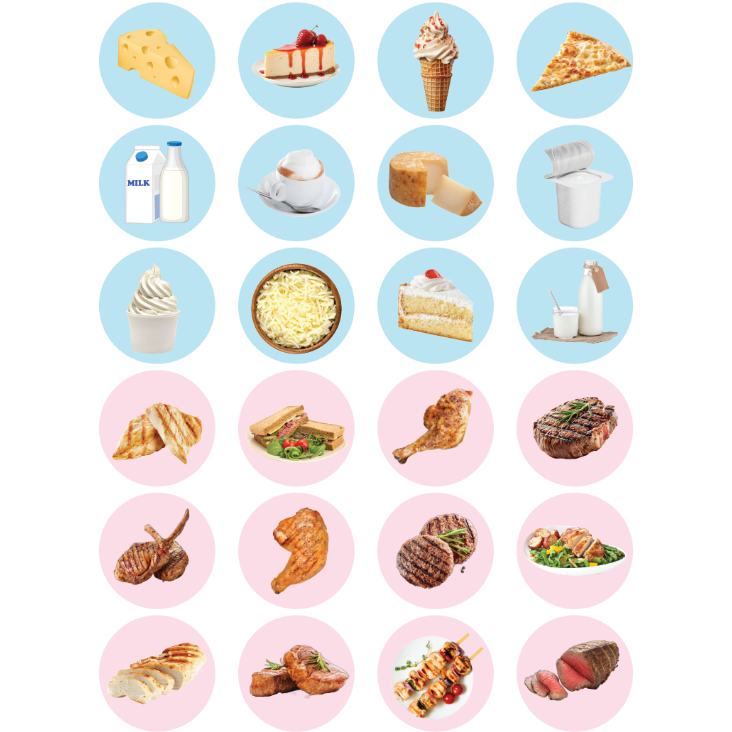 Dairy and Meat Sticker Round 25mm Color Print 10/pk