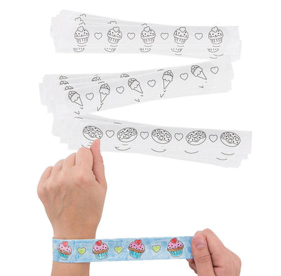 Bulk Color Your Own Sweet Treats Slap Bracelets ,Assorted, 9" 48/pk
