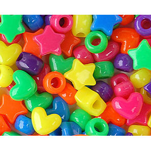 Novelty Pony Beads Neon Multi 13mm 120g