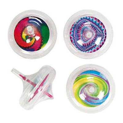 Plastic Tie-Dyed Spin Tops (6 Pack)