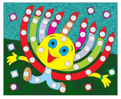 Chanukah Pom Poms (Menorah)  6.5″ x 8 ”  50 Pom Poms