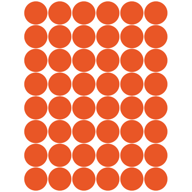 Color Coding Dot Sticker Orange 3/4" 19mm Color Print 32/pk