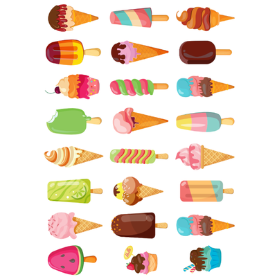 Ice Cream Sticker Die Cut Color Print 10/pk