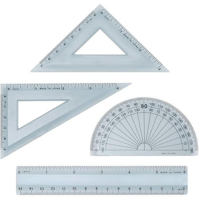 6 Inch Ruler Combo Set With Protractor & Triangles (Discontinued)
