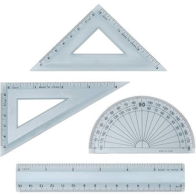 6 Inch Ruler Combo Set With Protractor & Triangles (Discontinued)