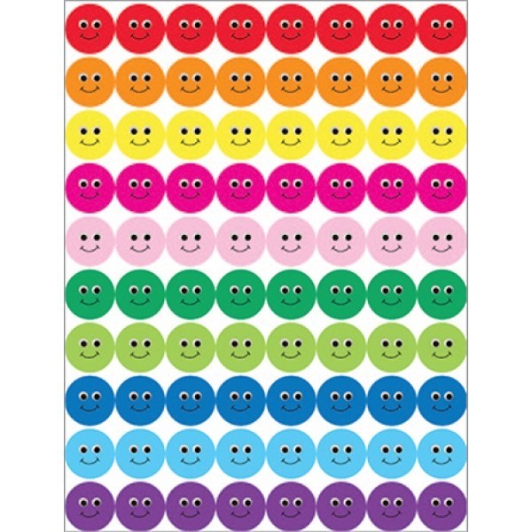 Smiley Faces Stickers, 1/2" Multicolor 25 sheets