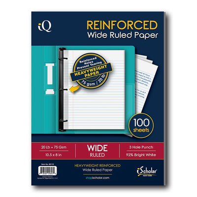 Reinforced Looseleaf Paper (Wide Ruled, 100/pk)