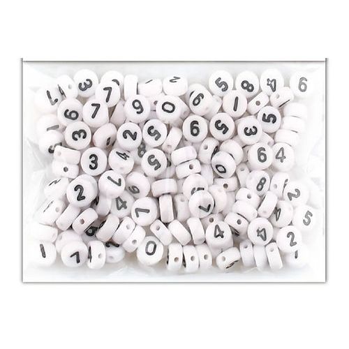 Number Beads White 7mm 20g