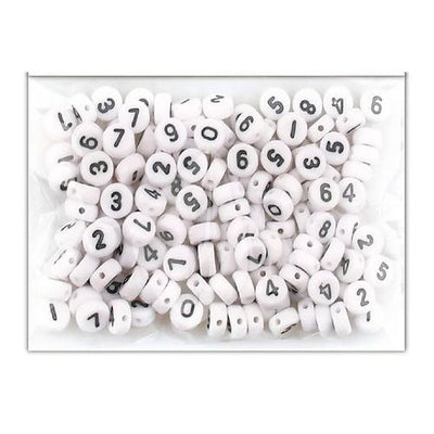 Number Beads White 7mm 20g