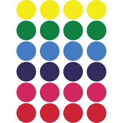 Color Coding Dot Stickers All 1" Assorted 25mm Color Print 25/pk