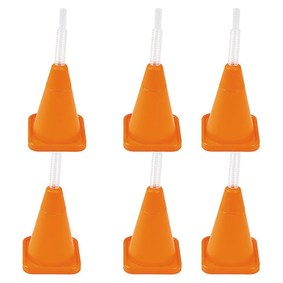 Bulk Construction Cone Molded BPA-Free Plastic Cups with Lids & Straws,  4 1/2" 4 oz., 48 pcs
