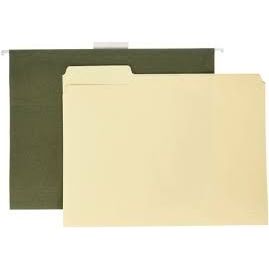 Hanging File Folders Combo Kit, Includes Green And Manilla 25/box