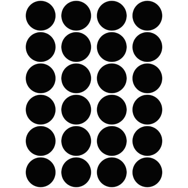 Color Coding Dot Stickers All 1" Black 25mm Color Print 32/pk