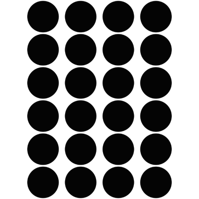 Color Coding Dot Stickers All 1" Black 25mm Color Print 32/pk