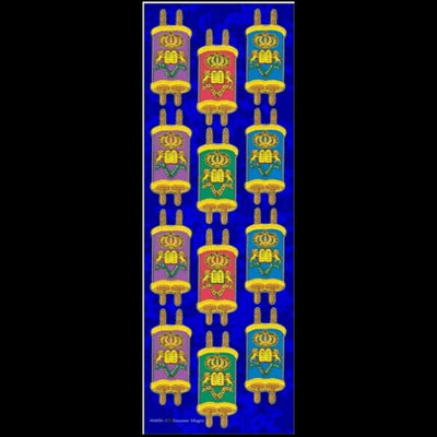 Torah Stickers Colored 12 per sheet (6 Sheets)