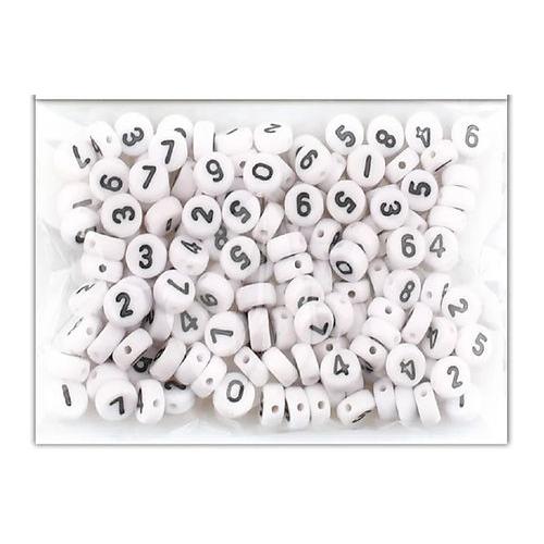 Number Beads White 7mm 20g