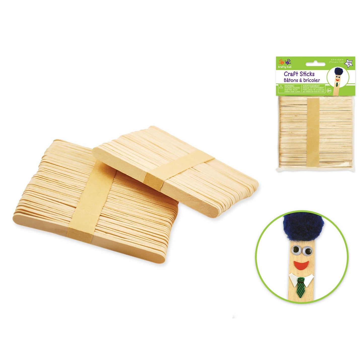 Thin Natural Craft Sticks 4 1/2" x 3/8" 100/pk