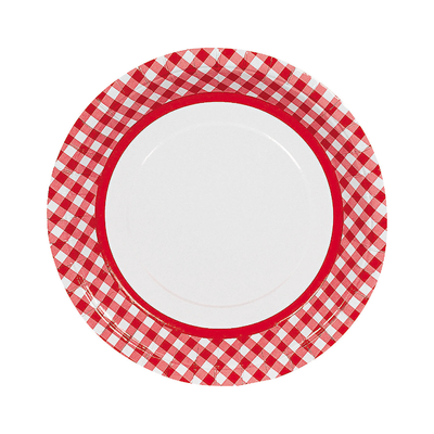Red Gingham Paper Dinner Plates 24/pk