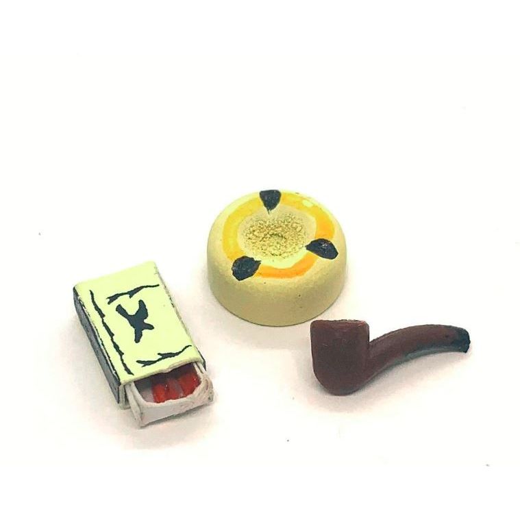 Miniature Pipe With Matches And Ash Tray 3 pcs