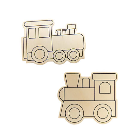 Color Your Own Trains Wood Cutout 24/pk