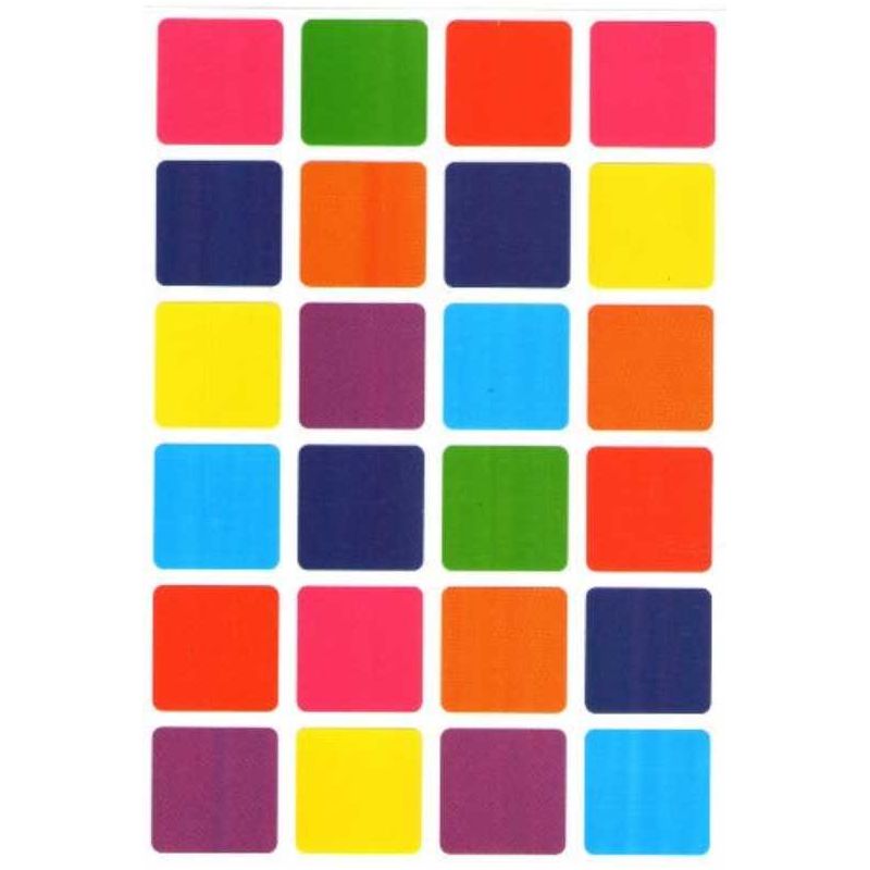 Multi Colored Square Stickers 1" (25 Sheets)